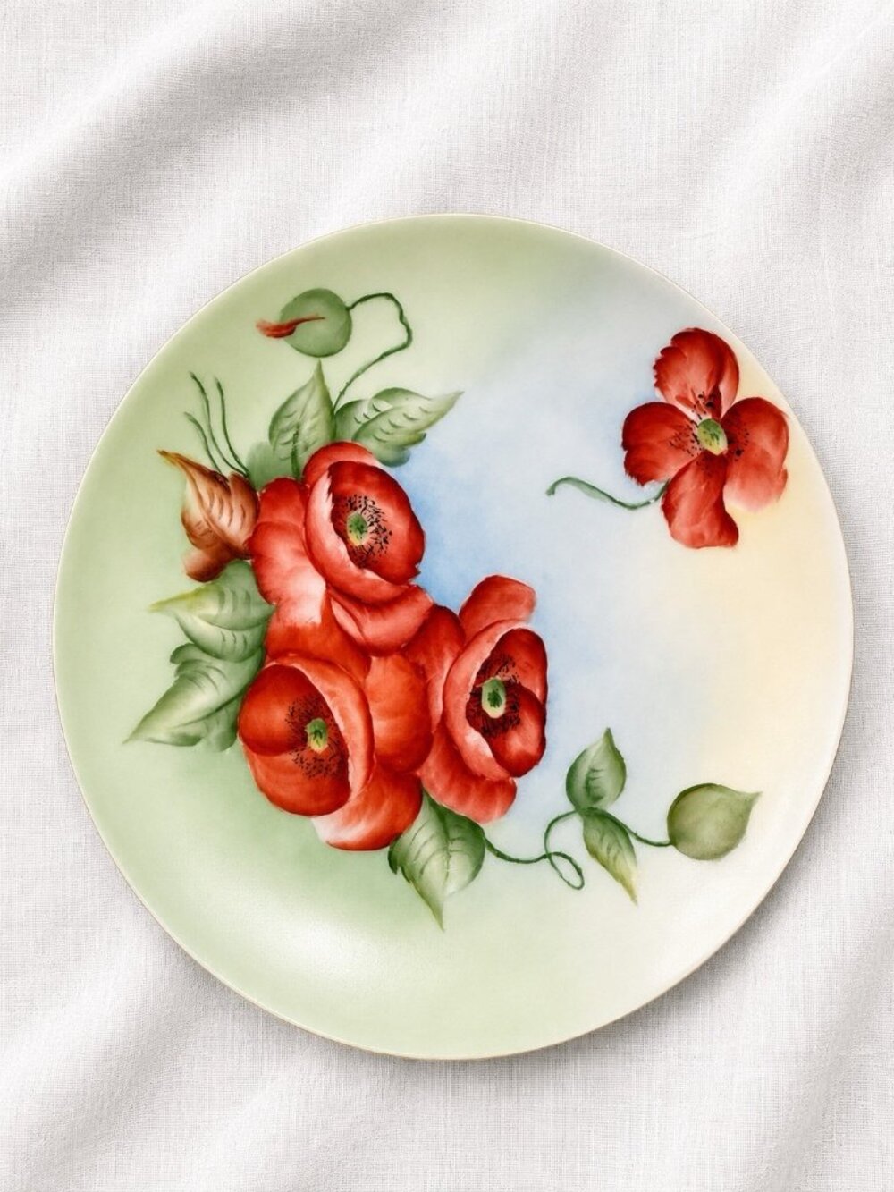 Vintage Bavaria Germany Hand Painted Floral Plates Set of 3 7.5” Porcelain - Picture 3 of 5